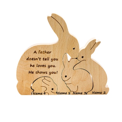 Custom Easter Rabbits Family Wooden Bunny Puzzle