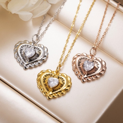 Heart-shaped Birthstone Necklace with Custom Engraving