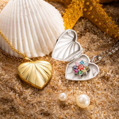 Personalized Heart Shaped Pearl Shell Necklace