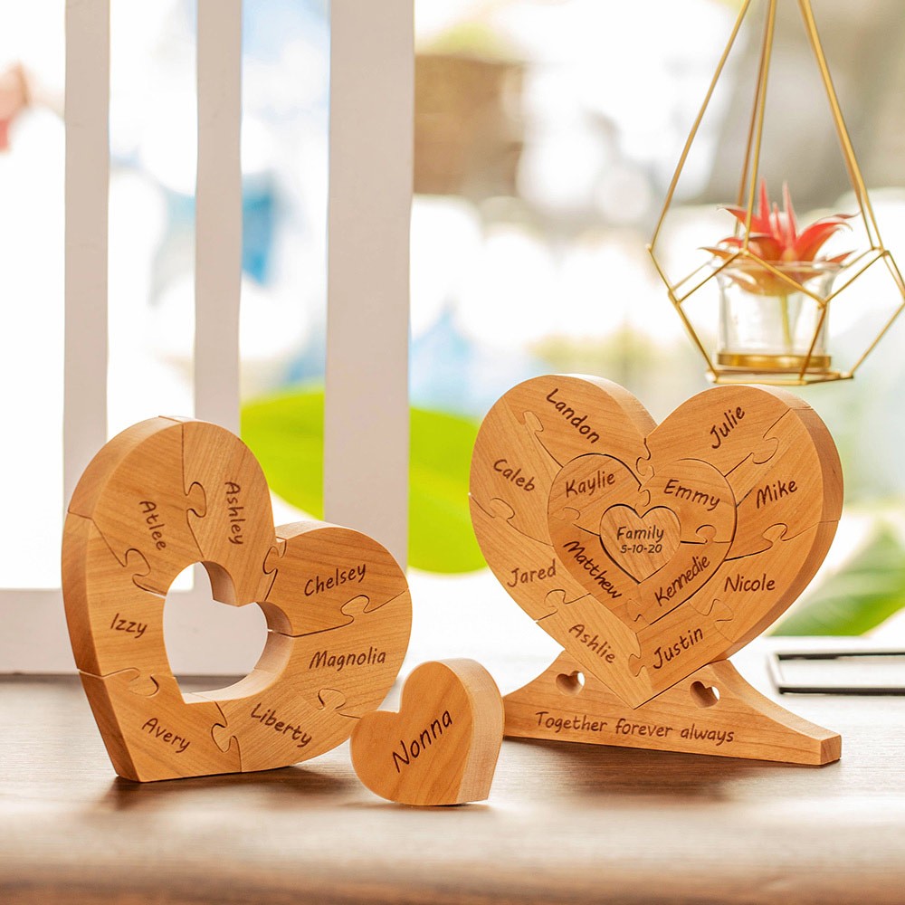 Benutzerdefinierte Familie Puzzle 1 bis 12 Stück mit Namen ein Herz sein