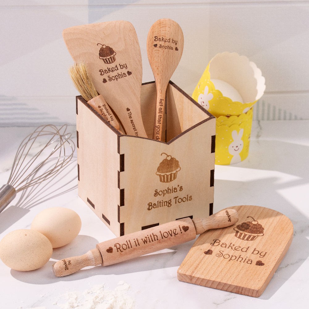 Personalisierte Backutensilien Küchengeschenk für Kinder 6er Set
