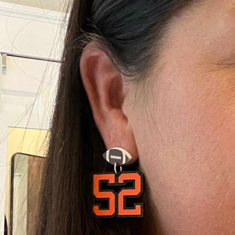 Custom Player Number Earrings, Baseball/Football/Soccer, Gift for Player/Fans/Baseball Moms