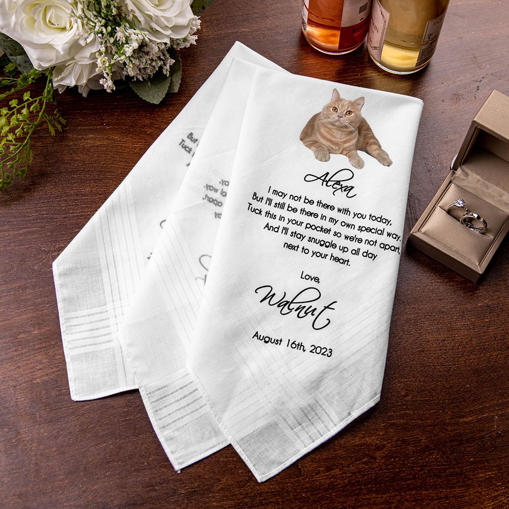 Mouchoir de mariage de votre chien, cadeau pour la mariée, cadeau pour le marié de chien, mouchoir personnalisé avec option photo de Pet, mouchoir de mariage personnalisé