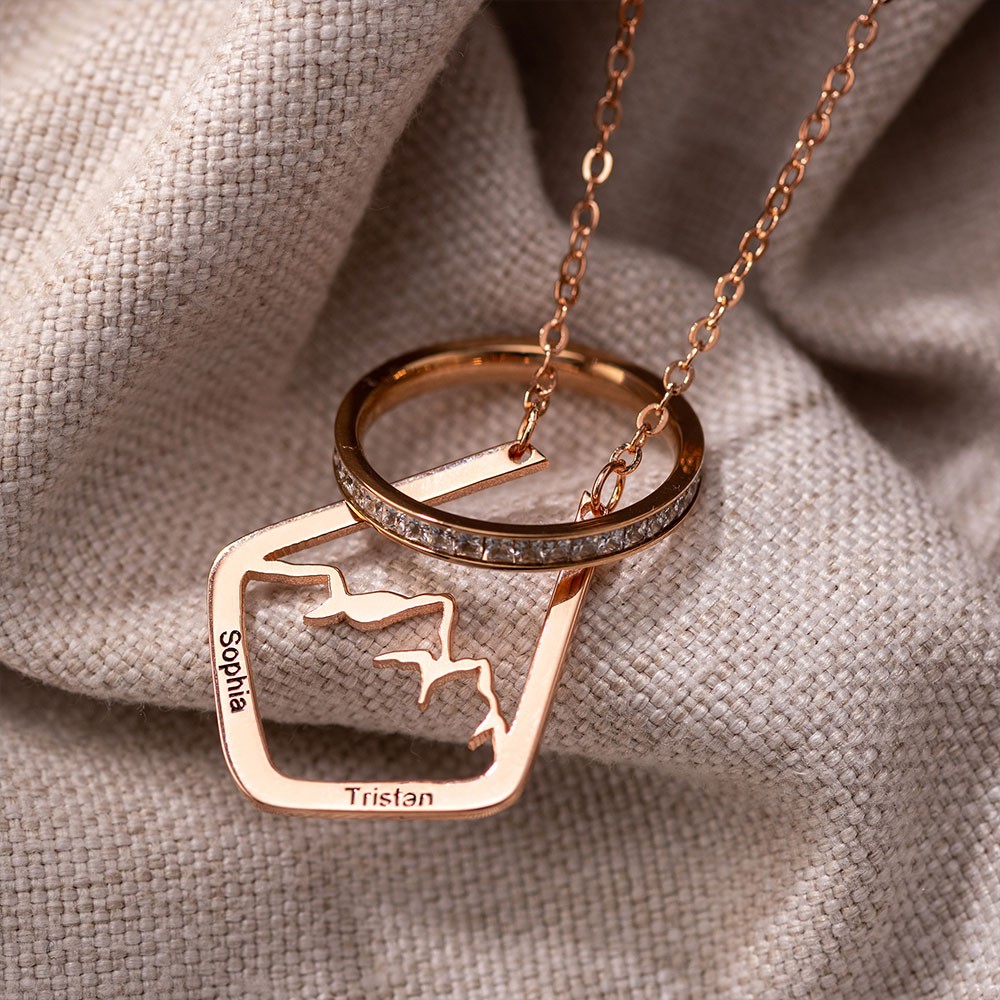 Dainty Ring Holder Necklace with Mountain Design, Custom Geometric Ring Keeper Simple Jewelry Gift for Her/Womens/Girls Mothers/Doctor/Nurse