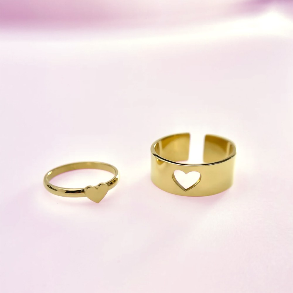 couple heart rings