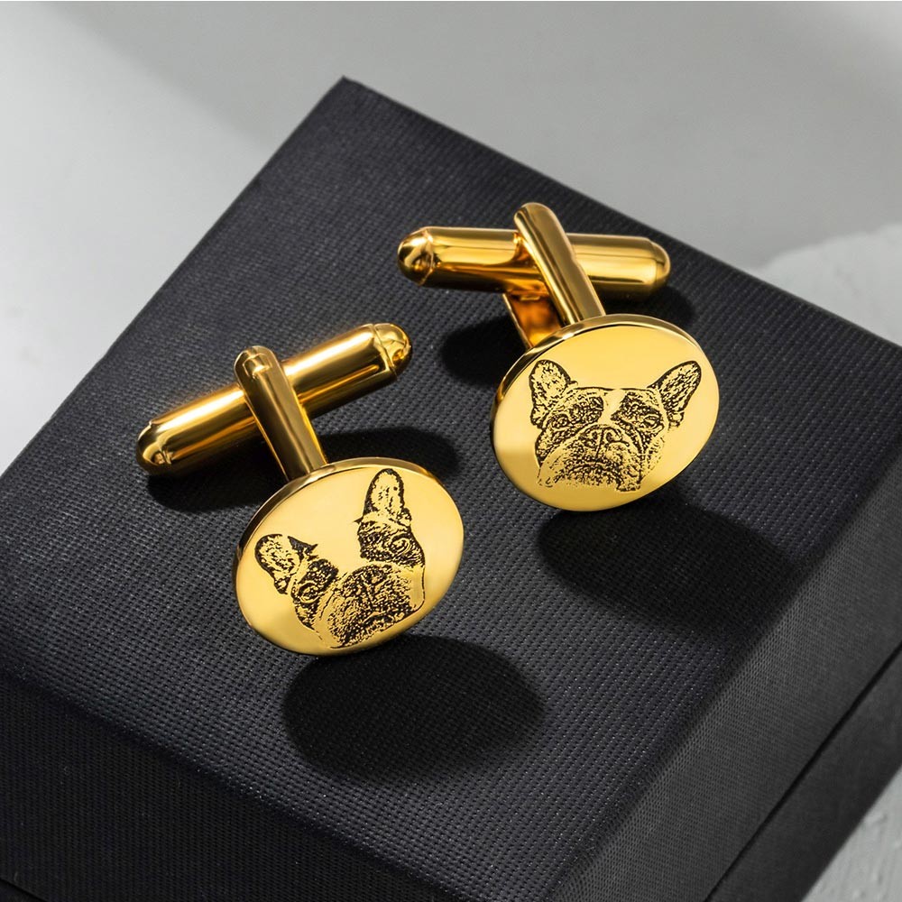 Custom Pet Portrait Cufflinks, Memorial Cufflinks, Stainless Steel/Sterling Silver 925 Cufflinks, Father's Day Gift for Groom/Men/Father