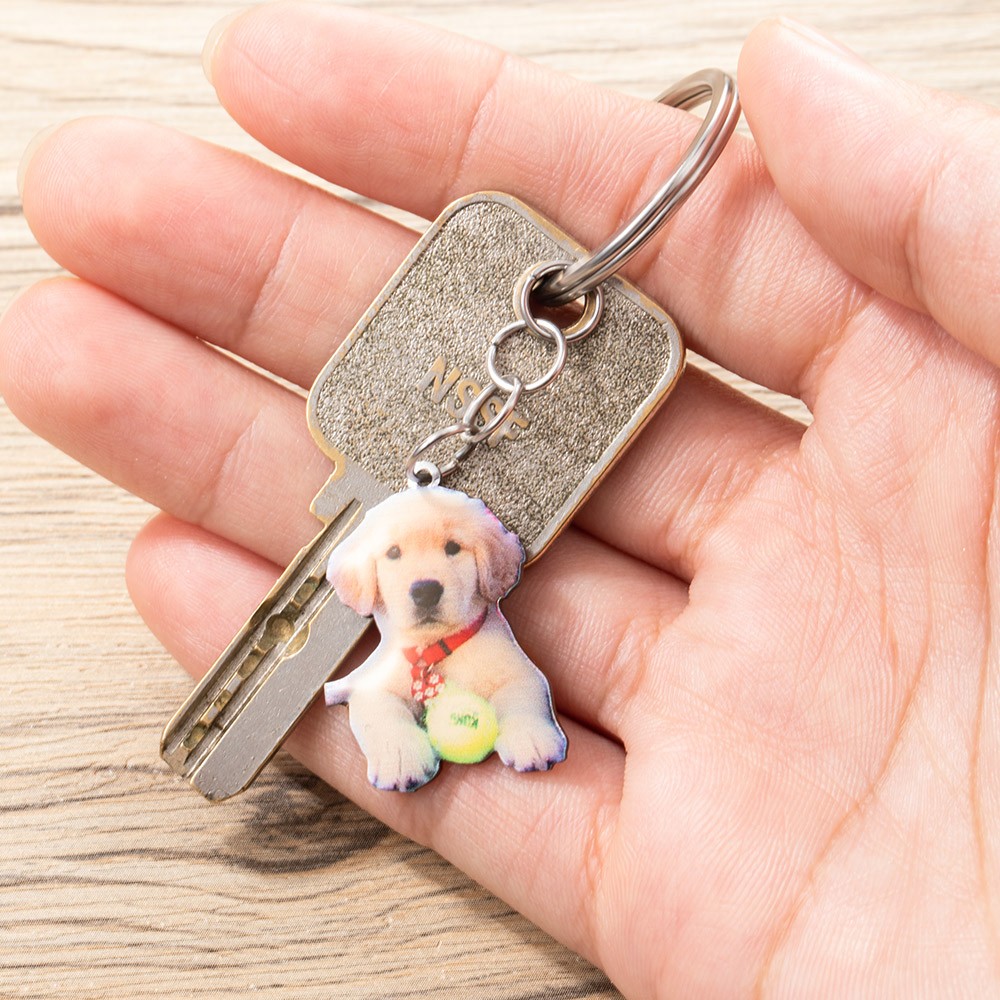 Collana portachiavi personalizzata con foto incisa di animali domestici
