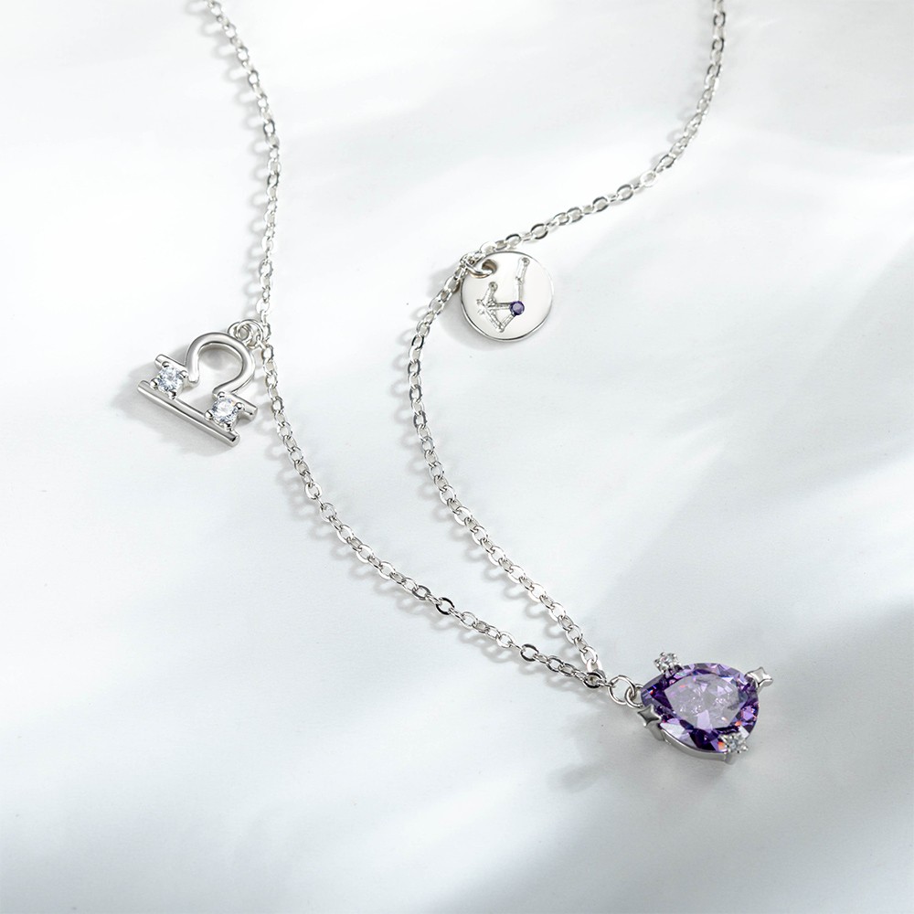 Collier pendentif avec pierre de naissance signe du zodiaque, bijoux de constellation d'astrologie en argent sterling 925, cadeau d'anniversaire/anniversaire/de Noël pour femme/fille