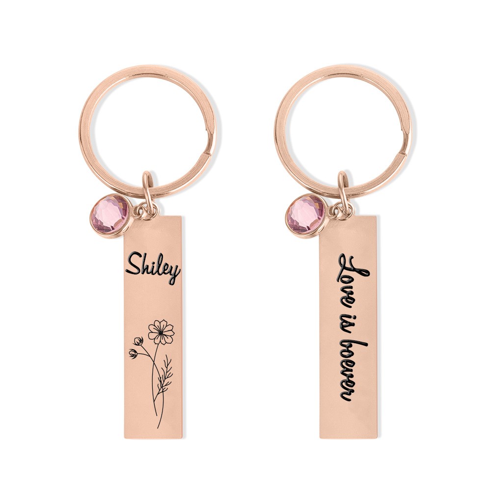 custom birth flower keychain