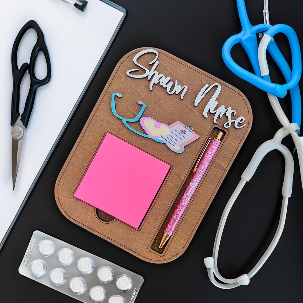 Personalized Medical Themed Sticky Note Holder, Custom Name Post-it Holder with Pen Slot, Doctor/Nurse Gift, Graduation Gift, Gift for Her