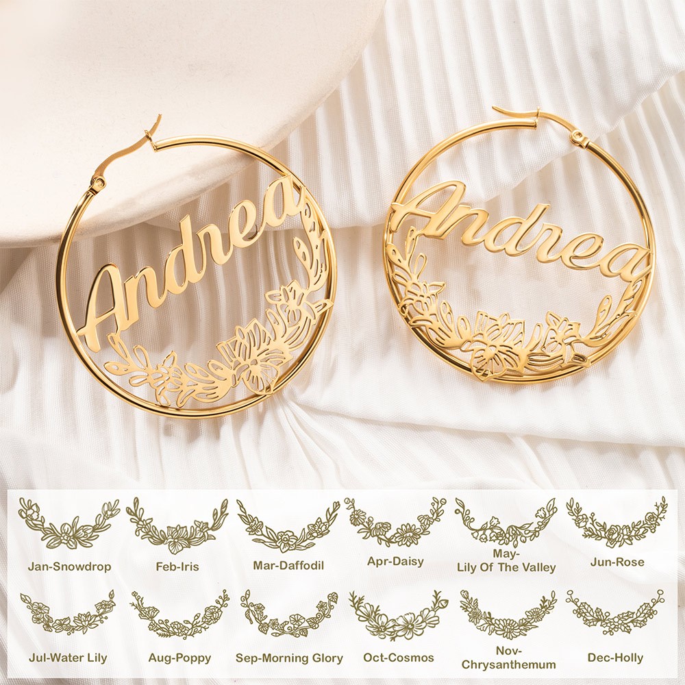 birth flower wreath earrings