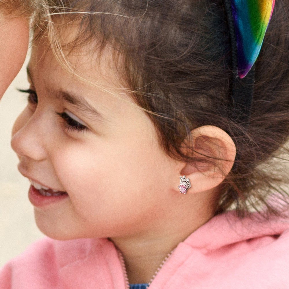 Boucles d'oreilles à tige licorne avec pierre de naissance personnalisée, bijoux licorne en argent sterling 925, cadeau d'anniversaire/de Noël pour femmes/filles/amoureuses de licornes