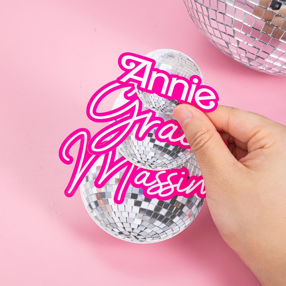 Custom Cute Disco Ball Sticker Vinyl Decal, Stationery/Office Supplies/Bottle Tag, Water Resistant Disco Label, Gift for Family/Friends/Colleagues
