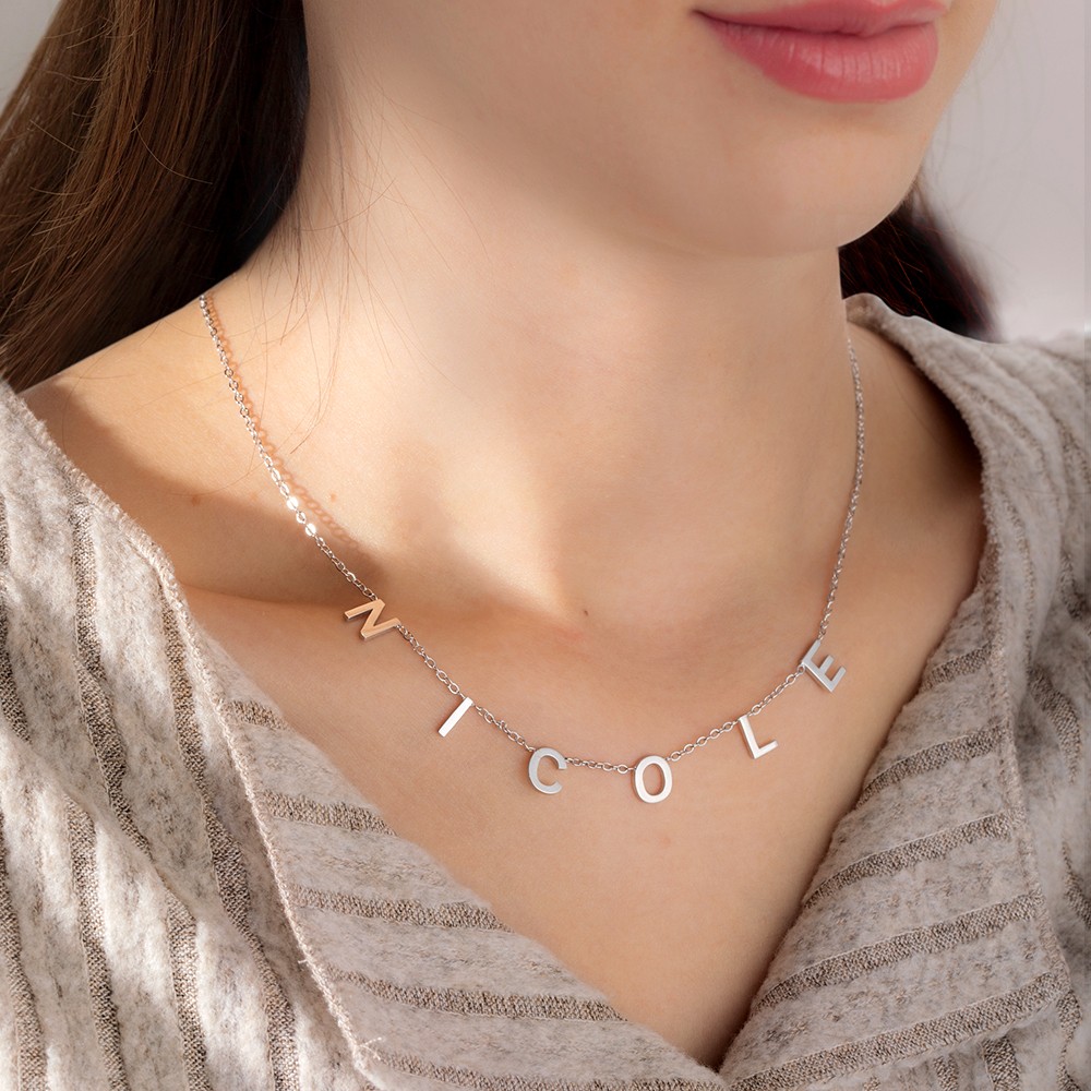 Personalized 1-8 Initial Name Necklace, Sterling Silver 925 Letter Necklace for Woman, Minimalist Letter Jewelry, Birthday/Christmas Gift for Women/Girls