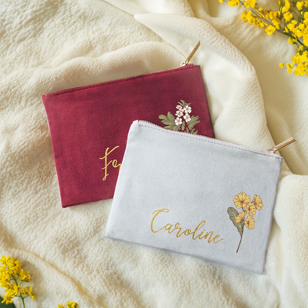 Trousse de maquillage personnalisée fleur de naissance