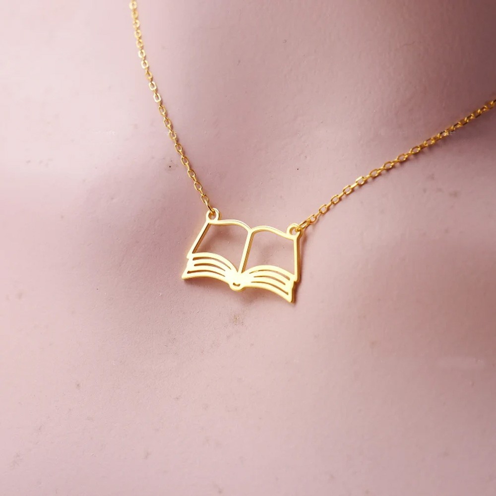 Custom Book Birth Flower Necklace, Rose Necklace, Sterling Silver Necklace, Gift Book Lover, Mother's Day/Birthday/Wedding Gift for Mom/Bridesmaids
