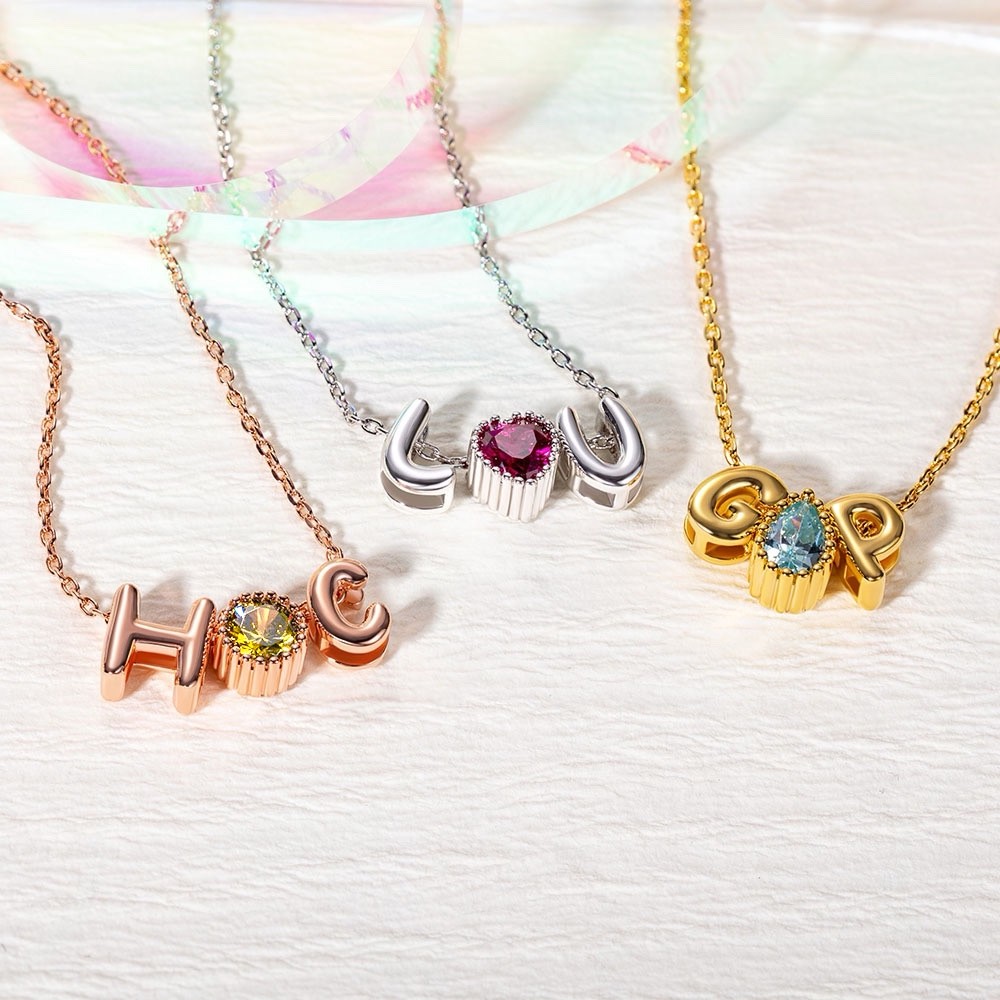 Bubble name necklace 3d letters