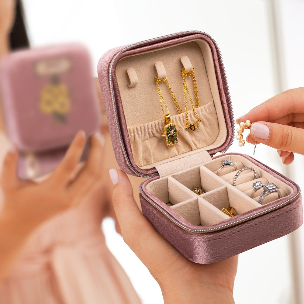 birth flower travel jewelry case