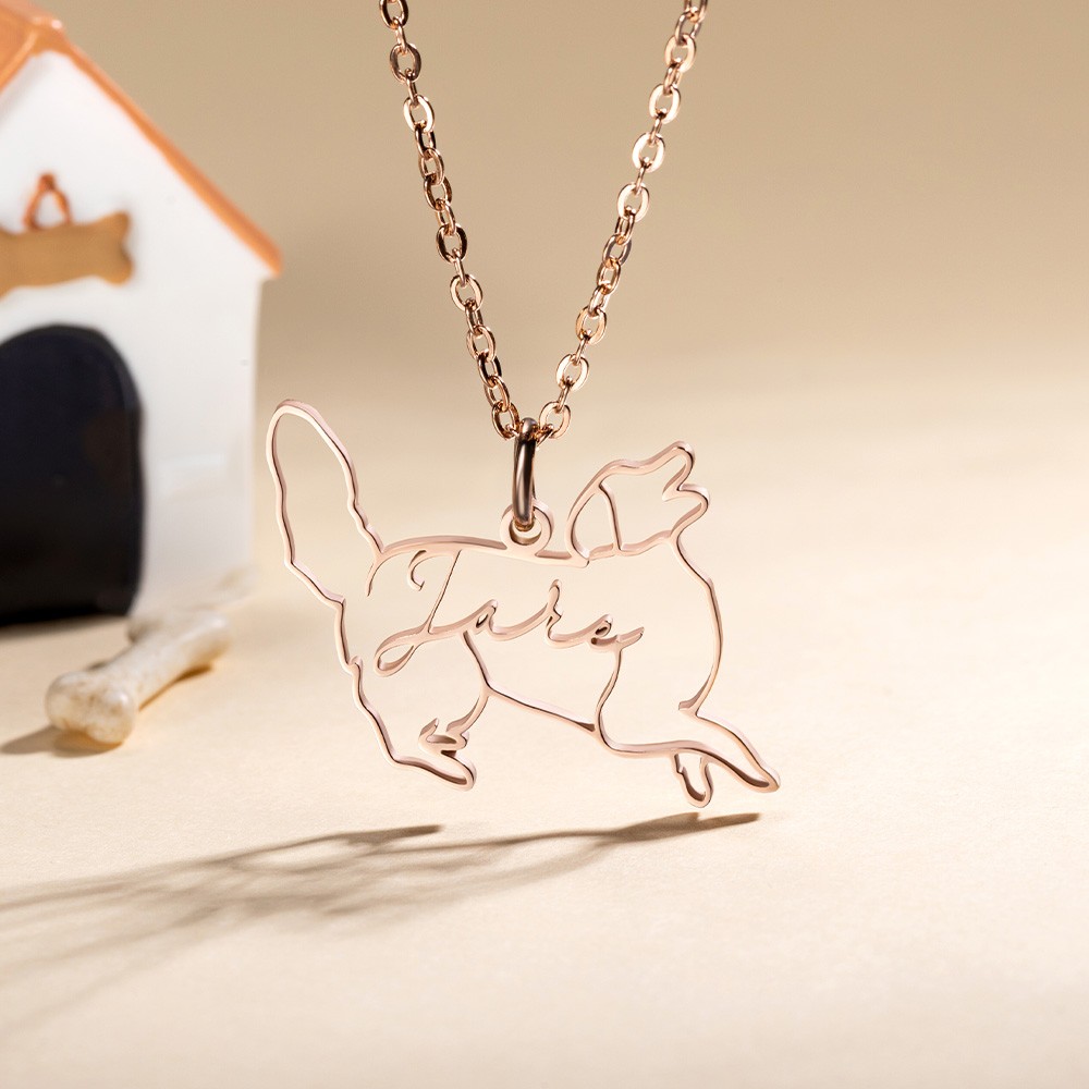 Aangepaste hondenras silhouet overzicht foto ketting met naam, hond huisdier foto ketting, huisdier Memorial sieraden, cadeau voor vrouwen/meisjes/familie/huisdierenliefhebber