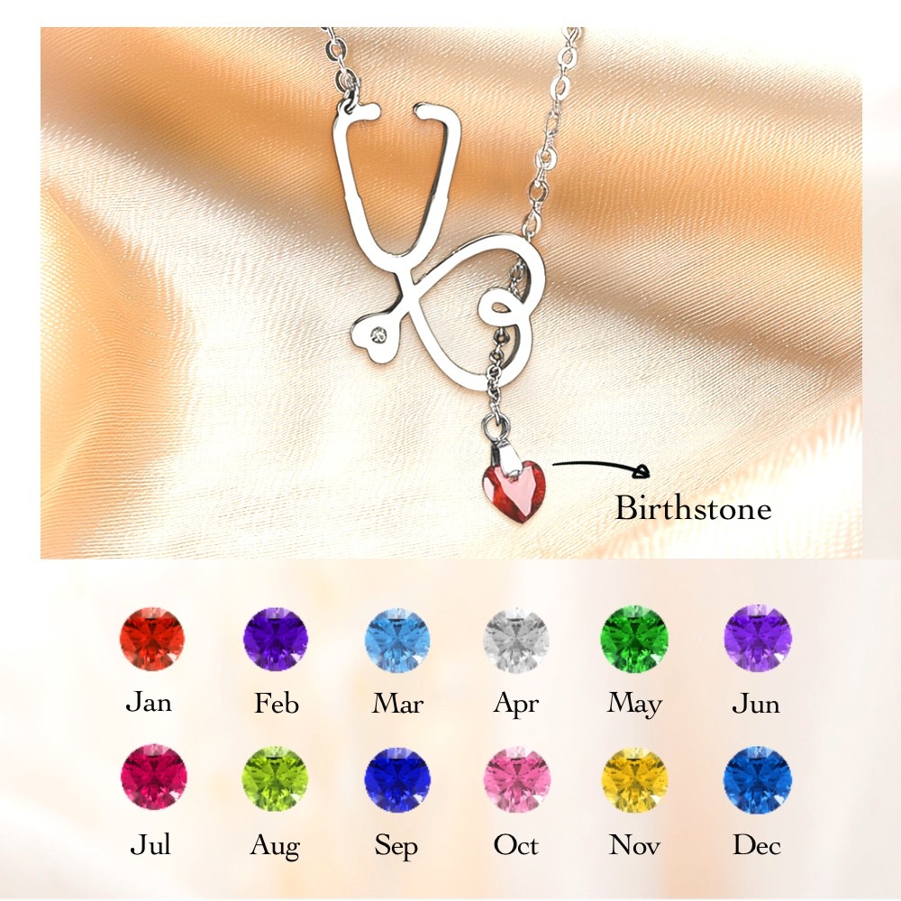 Stethoscope birthstone Necklace