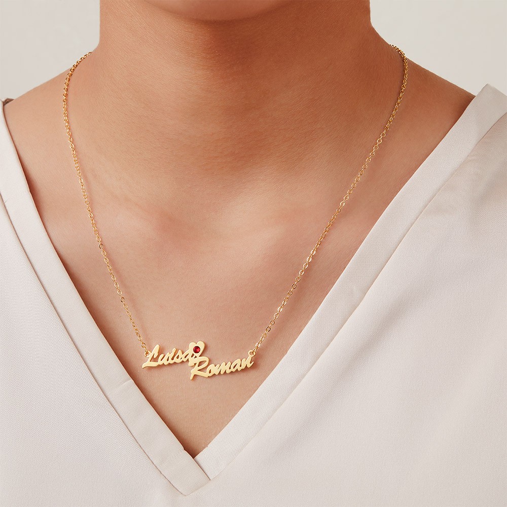 collier prénom avec pierre de naissance