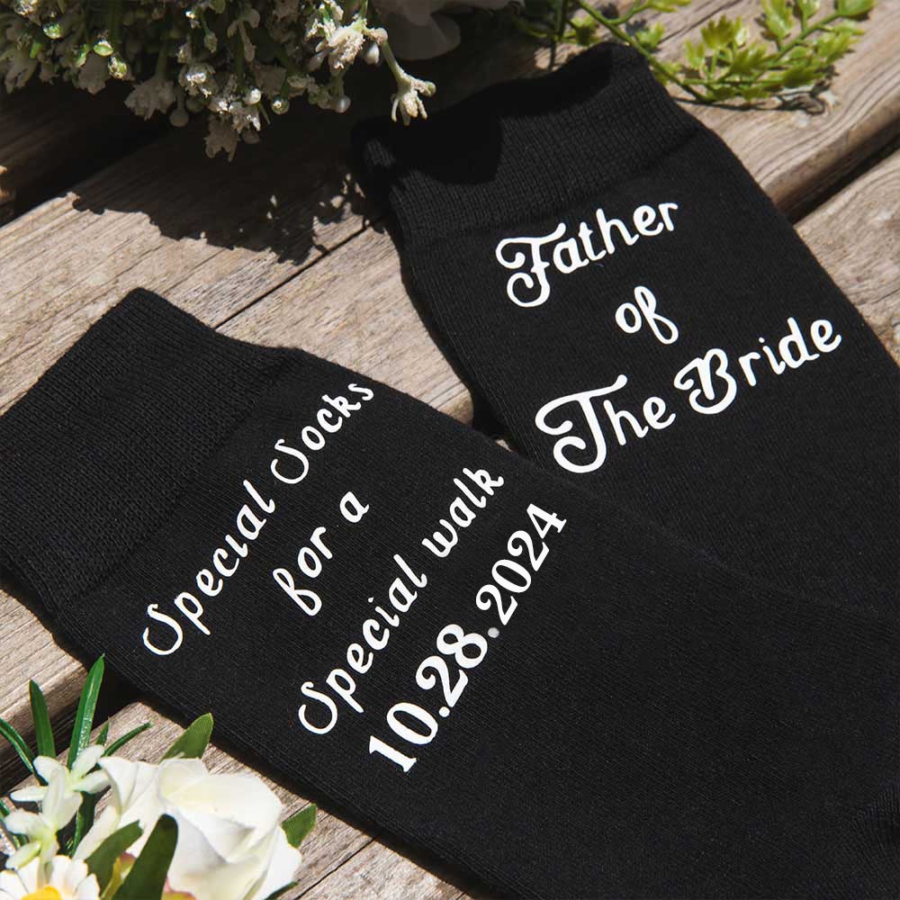 Custom Father of the Bride Socks with Wedding Date, Special Socks for a Special Walk, Gifts for Father of the Bride/Father in Law, Socks for Men