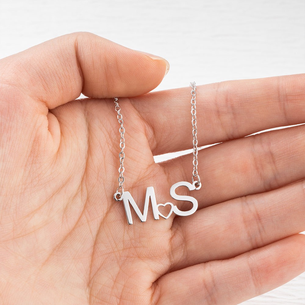 Personalized Dainty Double Initial Necklace with Tinny Heart, Couple  Necklace, Simple Necklace, Birthday Anniversary Valentine's Day Gift for Her