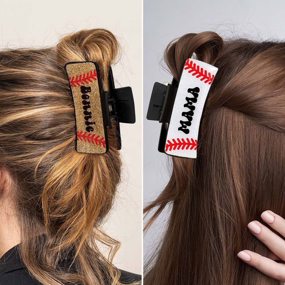 Personalized Baseball Glitter Claw Clip for Women, Custom Name Sports Hair Clip, Hair Accessory, Birthday/Anniversary Gift for Baseball Lover/Mom/Her