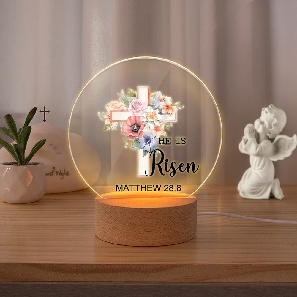 Night Light with Wooden Base