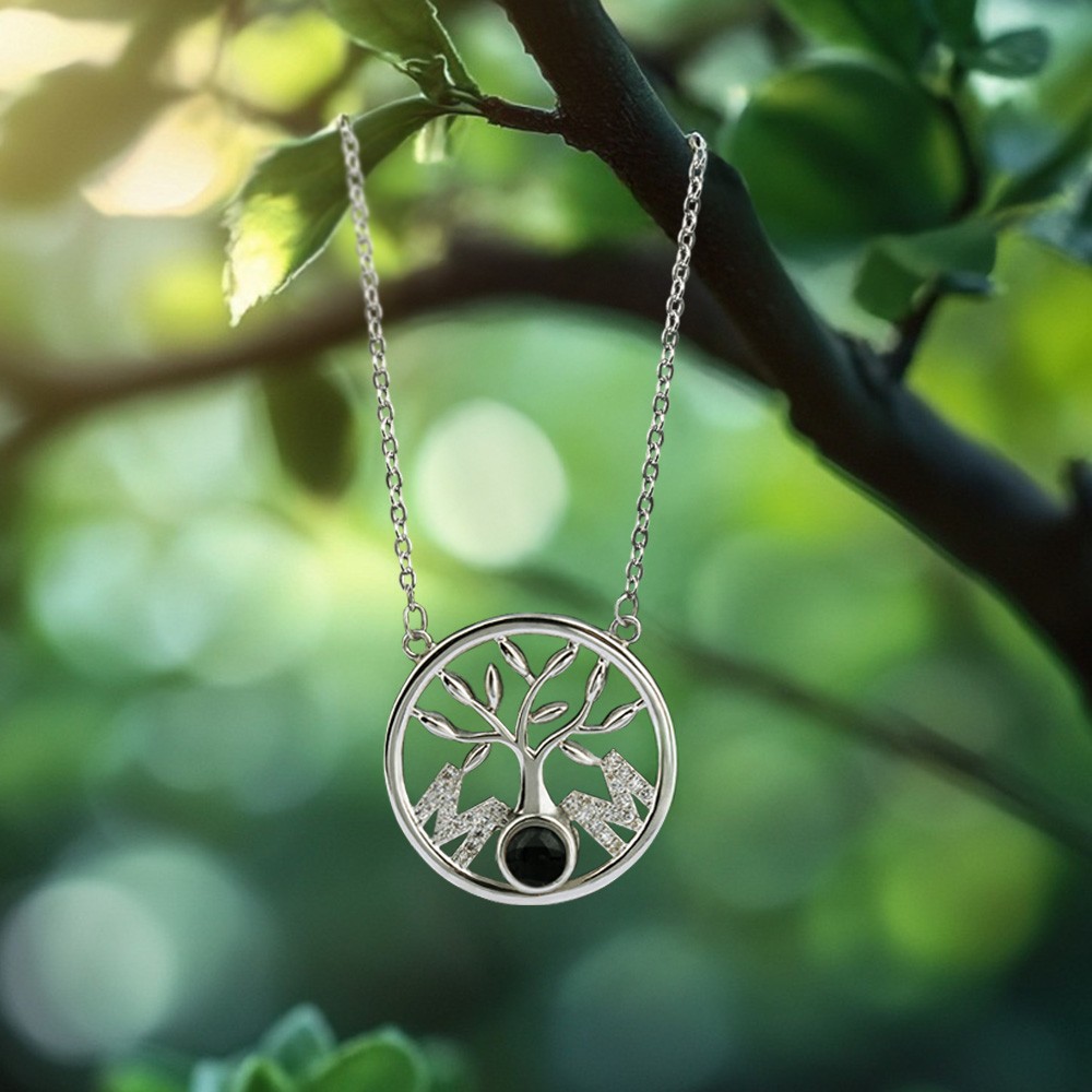 Personalized Family Tree Necklace with MOM Roots, Micro-carved Photo Engraved Custom Pendant, Meaningful Mother’s Day Gift for Mom or Grandma