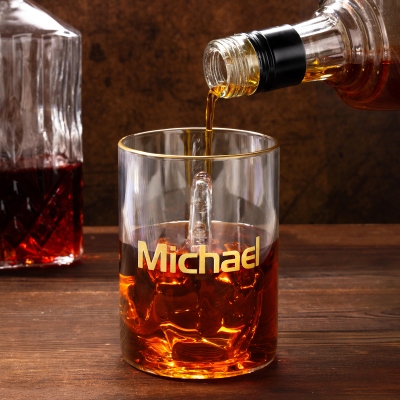 Verre à whisky personnalisé avec nom et doigt d'honneur