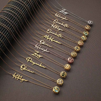 Collier personnalisé avec nom et pierre de naissance, en argent sterling 925, bijou astrologique fait main pour femme, cadeau d'anniversaire pour maman, fille ou meilleure amie