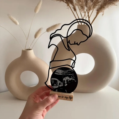 Custom Pregnancy Picture Silhouette Display Holder, Ultrasound Image Decor with Base, First Mother's Day Keepsake, Mother's Day Gift for Expecting Mom
