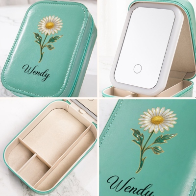 makeup storage box with led light mirror