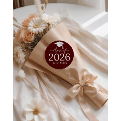 Custom Name Class of 2026 Graduation Stickers, Self-Adhesive Round Graduation Party Invite Envelope Seal Labels, Gifts for Graduates