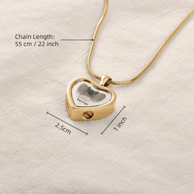 Gepersonaliseerde hartvormige urnketting met naam en foto, ashangerketting met hanger voor kat of hond, herdenkingssieraad voor huisdier, jubileum-/rouwgeschenk voor huisdiereigenaren.