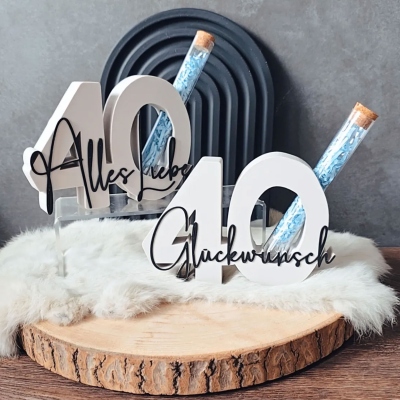 Gepersonaliseerde verjaardagsdecoratie met leeftijdsaanduiding en tekst, 0 tot 100 verjaardagsfeestdecoraties, verjaardags-/jubileumcadeau voor familie/vrienden/koppel