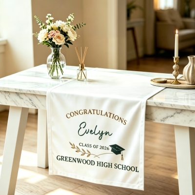Chemin de table personnalisé pour la remise des diplômes avec nom et année, bannière de promotion 2026, décoration de fête de remise des diplômes, cadeau pour les diplômés du secondaire/de l'université