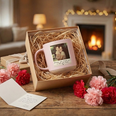 Personlig fotokeramisk mugg med text, kaffekopp med polaroidfotodesign, dagligt bruk, födelsedags-/årsdagspresent till mamma/pappa från barn