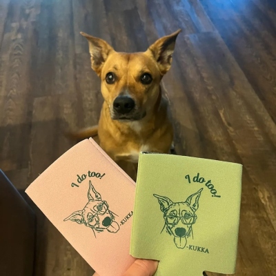 Personalized Cute Pet Portrait Can Cooler with Name, Hand Drawn Cat/Dog Sketch Insulated Drink Sleeve, Summer Party Favor, Gift for Pet Owners/Lovers