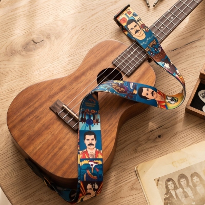 Sangle de guitare personnalisée (1 à 24 photos), toile résistante avec boucle réglable, accessoire de guitare, cadeau d'anniversaire ou de commémoration pour les passionnés de guitare et leurs amis.