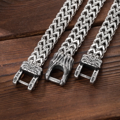 Gioielli norvegesi vichinghi personalizzati, bracciale testa di drago aquila lupo in acciaio inossidabile, gioielli moto bracciale punk, regalo per uomo/padre