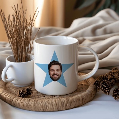 Gepersonaliseerde grappige mok met sterrengezicht en naam, 325 ml/445 ml tweekleurige keramische koffie- en theekop, voor dagelijks gebruik, verjaardagscadeau/grappig cadeau voor vriend/familie/collega