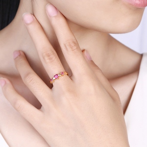 Heart Shaped Gemstone Ring Gold plated silver