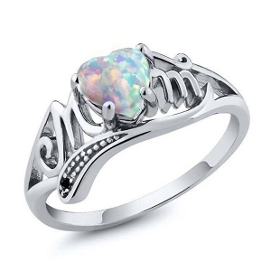 Opal "Mom" Ring Silver-Plated Copper