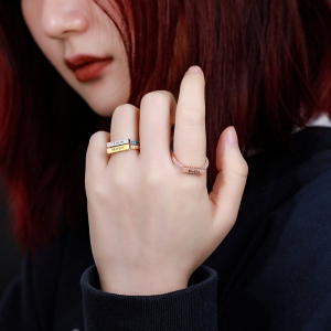Engraved Stackable Bar Ring in Silver