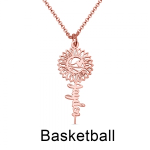 Personalized Sunflower with Ball Name Necklace