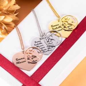Personalized 1-13 Family Love Tree Name Necklace