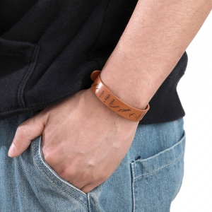 Personalized Forest & Mountain Leather Bracelet