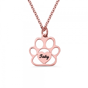 Personalized Pet Footprint Name Necklace